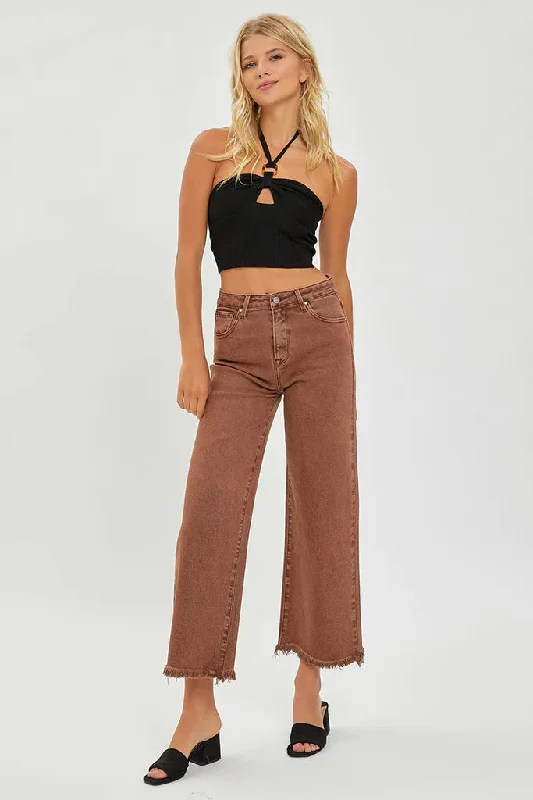 Tummy Control Cropped Espresso Jeans