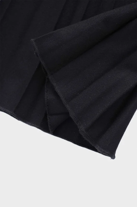 Wool Pleated Skirt-Black