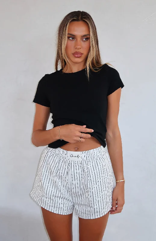 Work With It Striped Shorts White