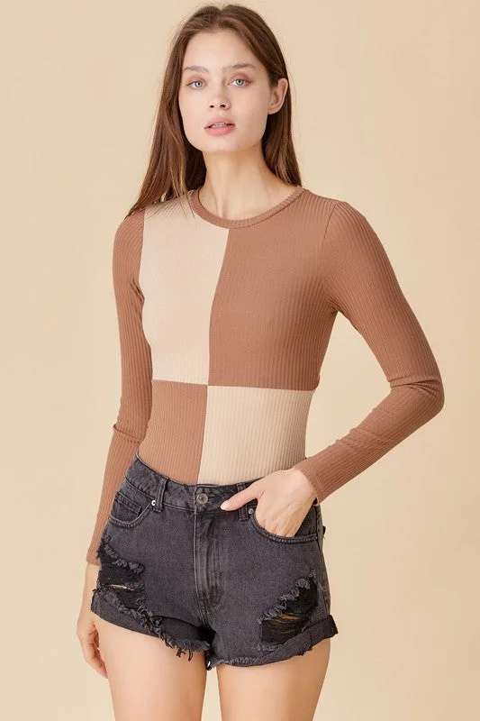 Color Block Knit Bodysuit