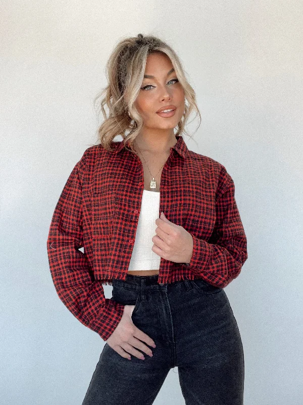 Red By The Fire Plaid Top