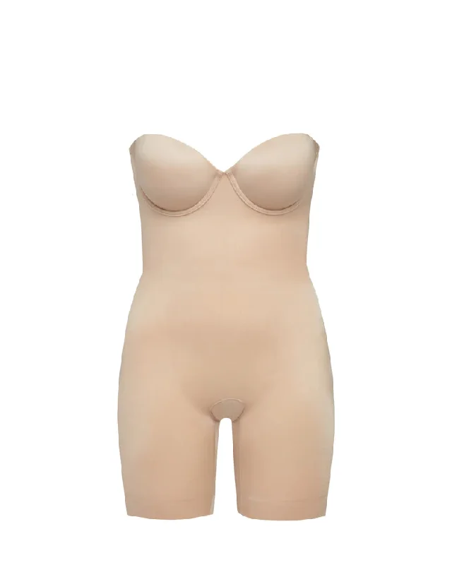 Suit Your Fancy Strapless Cupped Mid-Thigh Bodysuit