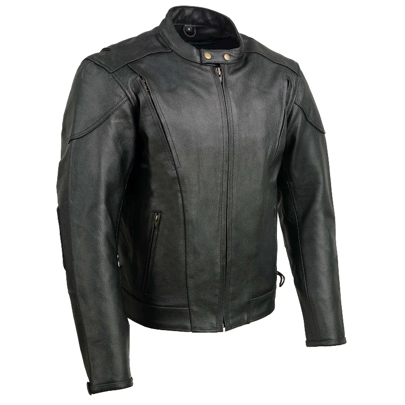 Event Leather Men's Black Side Lace Scooter Jacket with Vents Motorcycle Riding Jacket EL5410