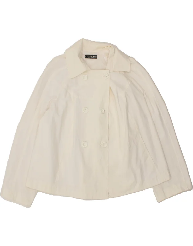 FIORELLA RUBINO Womens Pea Coat UK 16 Large  Off White Cotton