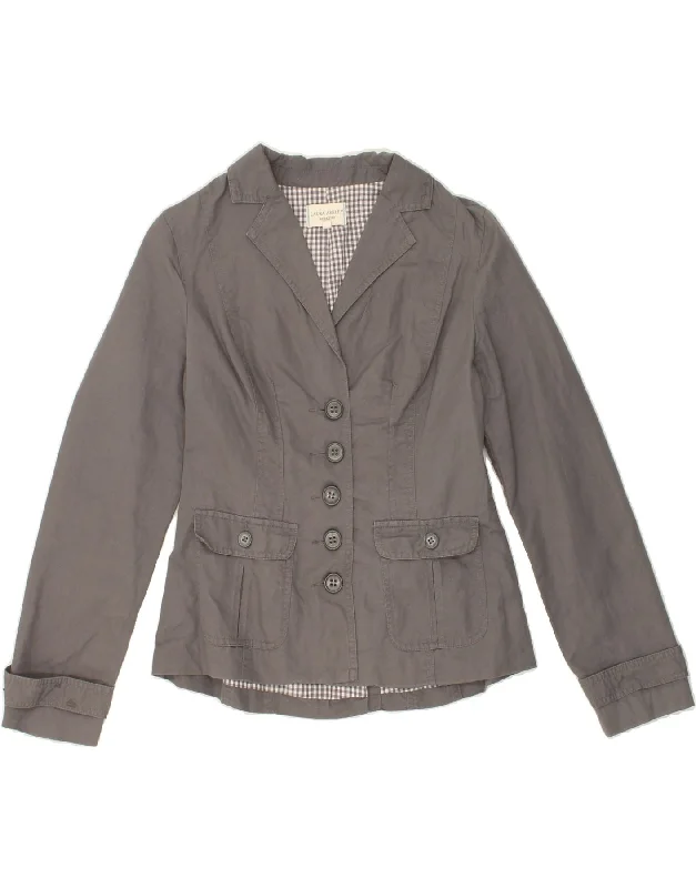 LAURA ASHLEY Womens 5 Button Blazer Jacket UK 10 Small  Grey Cotton