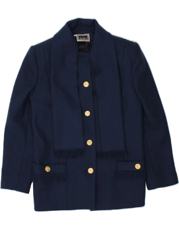 LUISA SPAGNOLI Womens Overcoat IT 44 Medium Navy Blue Virgin Wool