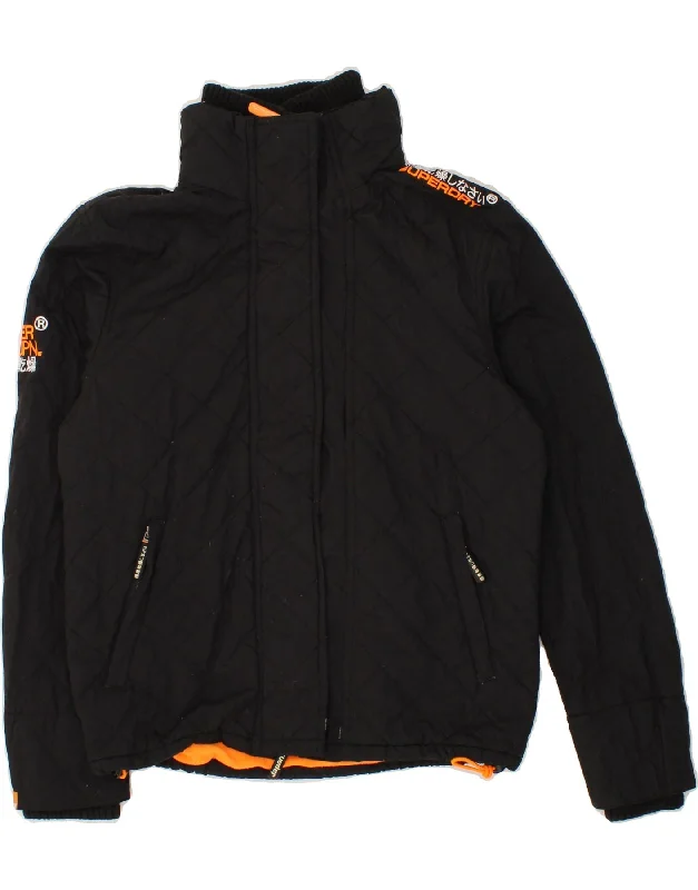 SUPERDRY Womens Windcheater Loose Fit Windbreaker Jacket UK 10 Small Black