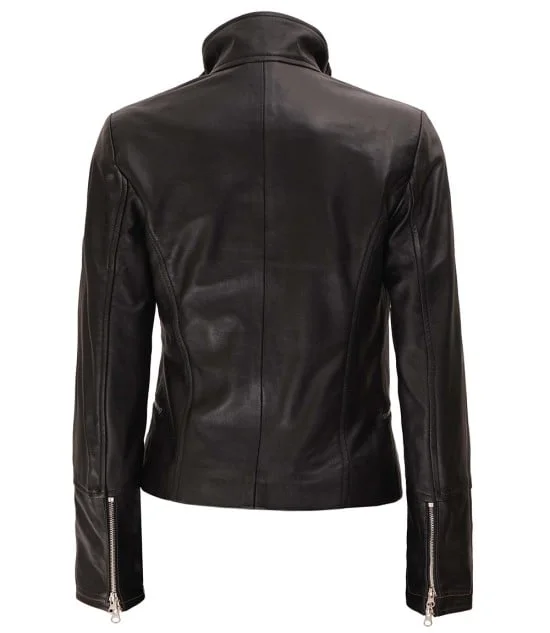 Women's Black Real Leather Biker Jacket