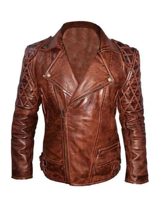 Women's Designer Brown Biker Real Leather Jacket