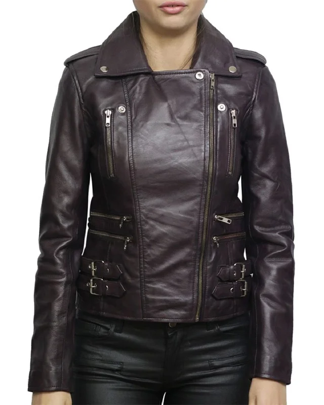 Women's Purple Designer Biker Jacket