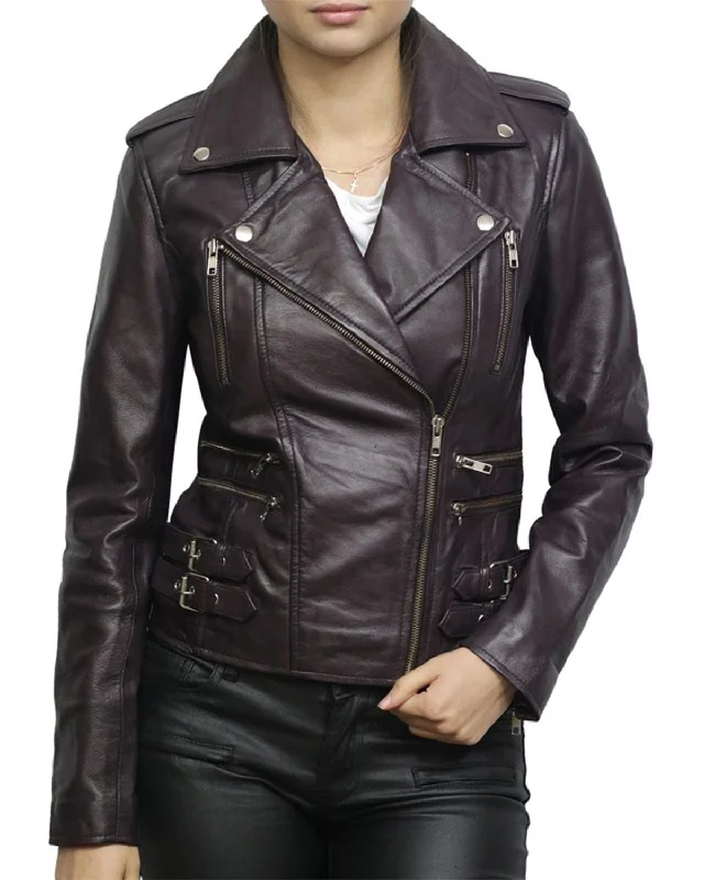 Women's Purple Designer Biker Jacket