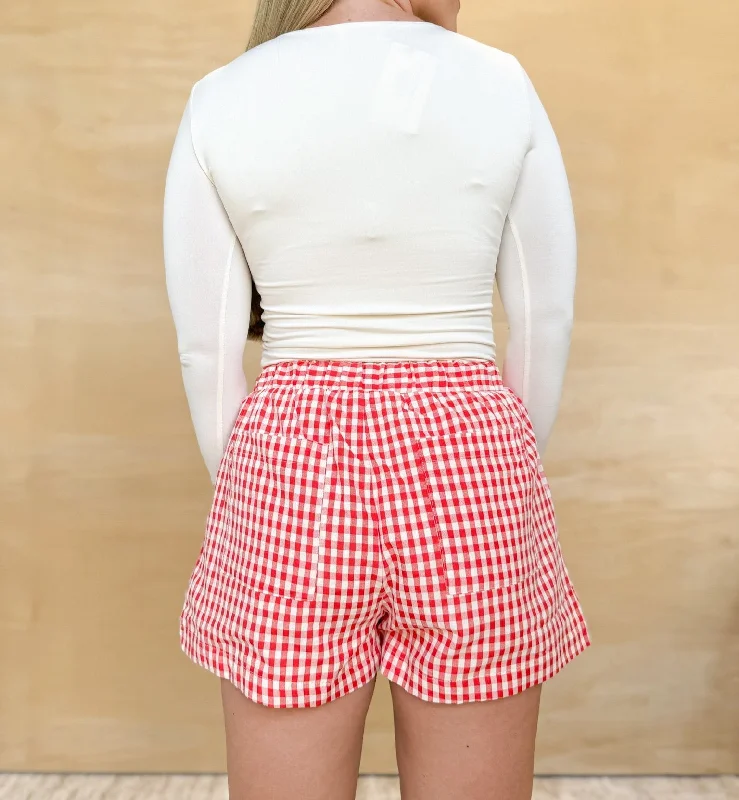 Pretty Plaid Shorts - Red