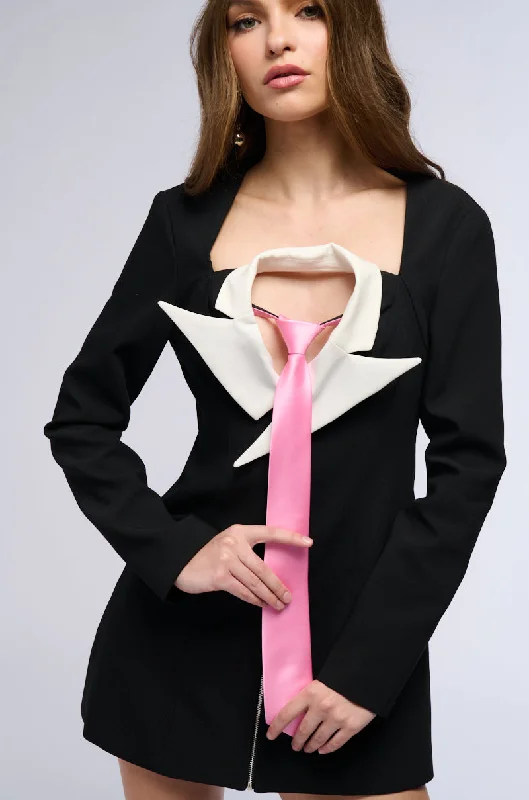 A LITTLE BIT OF BUSINESS MINI TIE DRESS Classic Shift Mini Dress