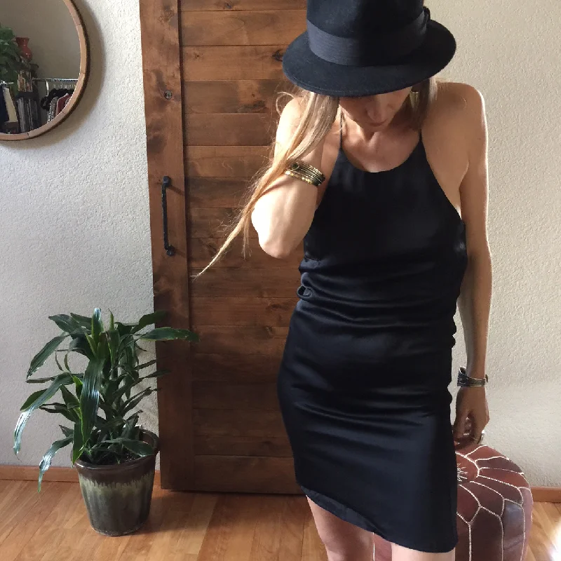 High Neck Mini Slip Dress Trendy Button-Detail Mini Dress