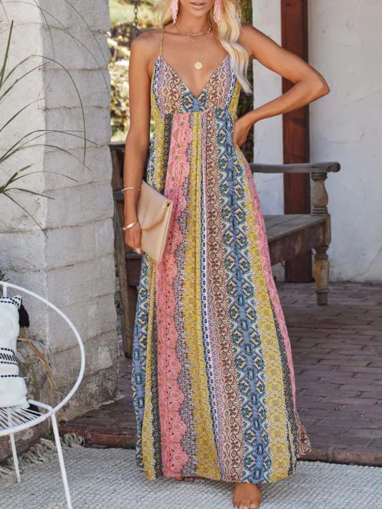 FashionSierra - 2024 Summer Beach Holiday V-Neck Long Party Boho Dress Tunics Yoga stretchy FashionSierra - 2024 Summer Beach Holiday V-Neck Long Party Boho Dress Tunics Yoga stretchy