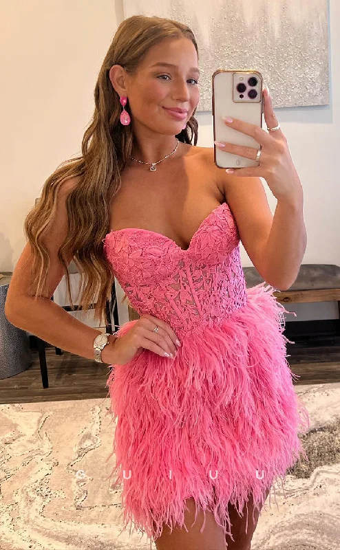 GH455 - Sheath Sweetheart Lace Appliques Short Homecoming Dress Pink Party Gown Tunics Designer luxury GH455 - Sheath Sweetheart Lace Appliques Short Homecoming Dress Pink Party Gown Tunics Designer luxury