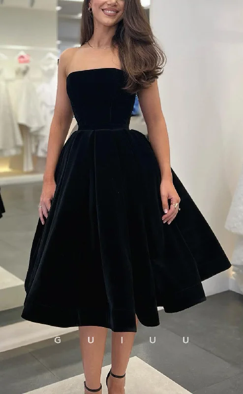GH745 - Simple Classic A Line Black Velvet Strapless Long Party Homecoming Dress Tunics Spring floral GH745 - Simple Classic A Line Black Velvet Strapless Long Party Homecoming Dress Tunics Spring floral