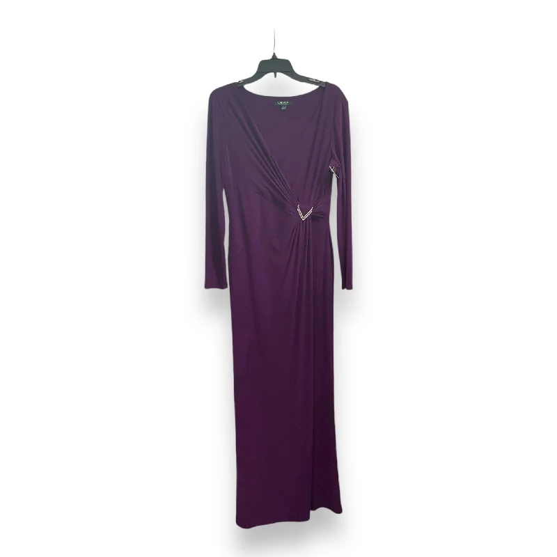 Dress Party Long By Lauren By Ralph Lauren In Purple, Size: L Satin Halter Glamorous Dress Party Long By Lauren By Ralph Lauren In Purple, Size: L Satin Halter Glamorous