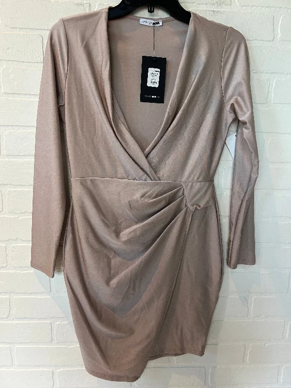 Dress Party Short By Fashion Nova In Tan, Size: M Tunics Fashionable trendy
