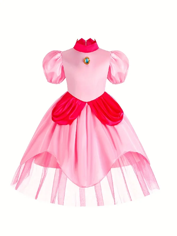 Princess Dress - Elegant Puff Sleeve Tulle Ruffle Decorated Performance Dress for Girls, Perfect for Halloween, Holiday Party, Prom, and Birthday Celebrations Tunics Travel practical Princess Dress - Elegant Puff Sleeve Tulle Ruffle Decorated Performance Dress for Girls, Perfect for Halloween, Holiday Party, Prom, and Birthday Celebrations Tunics Travel practical