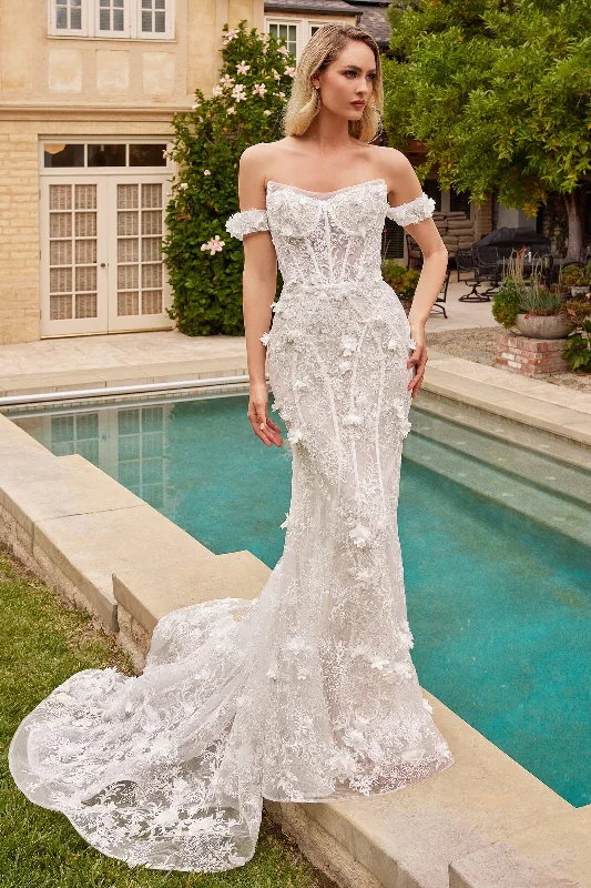 Cinderella Divine CD861W FIT & FLARE BRIDAL GOWN WITH REMOVABLE SKIRT chiffon skirt lightweight Cinderella Divine CD861W FIT & FLARE BRIDAL GOWN WITH REMOVABLE SKIRT chiffon skirt lightweight