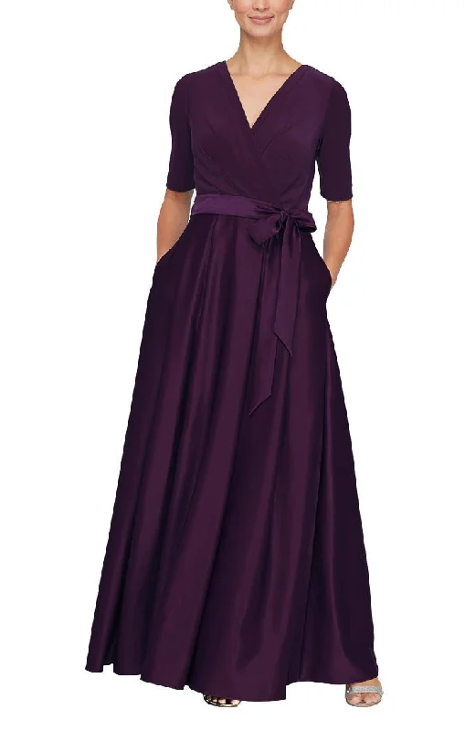 Surplice Neckline Ballgown with Full Satin Skirt & Jersey Bodice corduroy skirt cozy Surplice Neckline Ballgown with Full Satin Skirt & Jersey Bodice corduroy skirt cozy