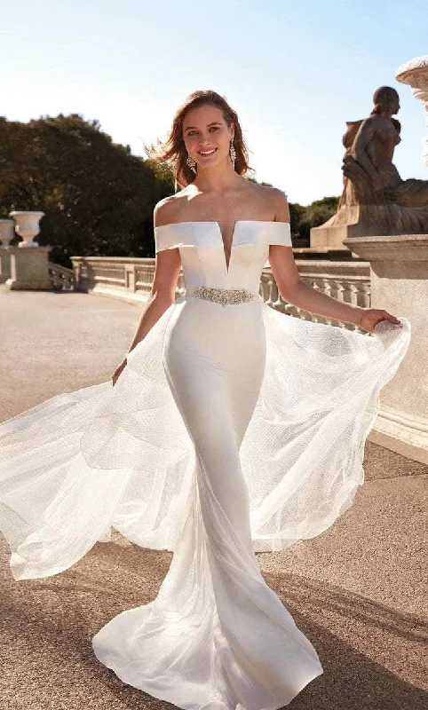 Alyce Paris - Cap Sleeve Bridal Gown With Overskirt 7020 - 1 pc Diamond White In Size 8 Available leather skirt sleek Alyce Paris - Cap Sleeve Bridal Gown With Overskirt 7020 - 1 pc Diamond White In Size 8 Available leather skirt sleek