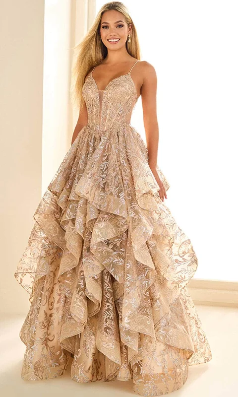 Ellie Wilde EW36054 - Embroidered Ruffled Skirt Prom Gown corduroy skirt durable