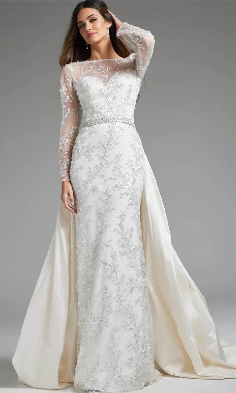 Jovani JB07376 - Overskirt Sheath Bridal Gown denim skirt classic