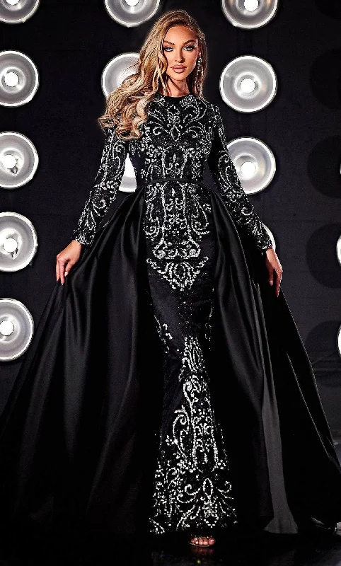 Portia and Scarlett PS23063 - High Neck Overskirt Prom Gown cashmere skirt rich